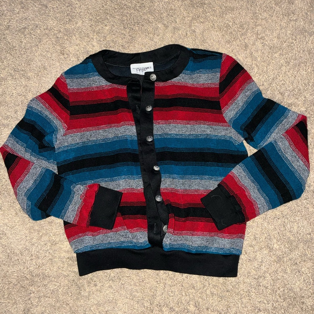 Vintage 90s Alfred Dunner Petite Cropped Southwestern Knit Cardigan, Made in 🇺🇸